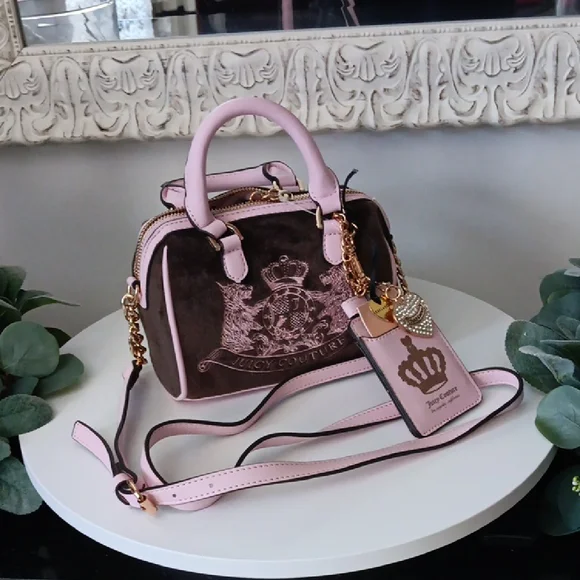 Juicy Couture Classic Scottie Dogs Pink and Brown Mini Satchel - Picture 1 of 10